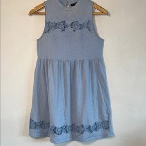 Topshop Light Blue Mini Dress with Lace Detail